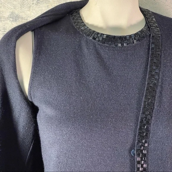 Escada for Neiman Marcus Knittedtop and cardigan with Bugle beads
